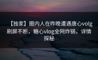 【独家】圈内人在昨晚遭遇唐心volg 刷屏不断，糖心vlog全网炸锅，详情探秘