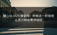 糖心VLOG引爆全网！昨晚这一秒视频让百万粉丝集体破防