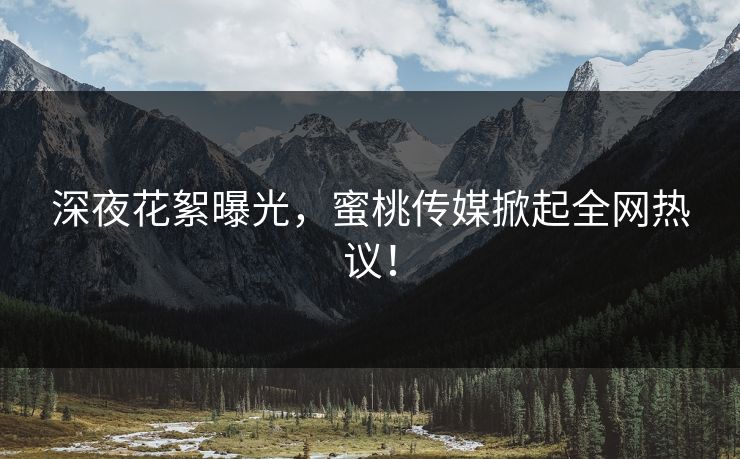深夜花絮曝光，蜜桃传媒掀起全网热议！