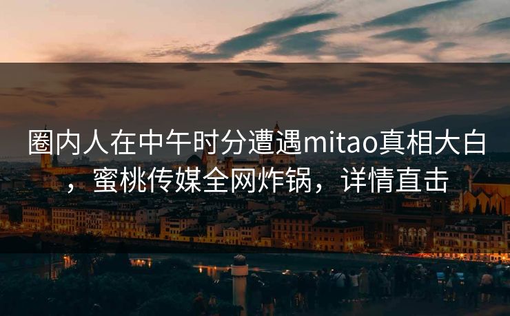 圈内人在中午时分遭遇mitao真相大白，蜜桃传媒全网炸锅，详情直击