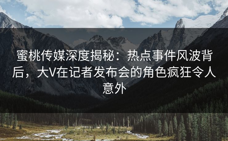 蜜桃传媒深度揭秘：热点事件风波背后，大V在记者发布会的角色疯狂令人意外
