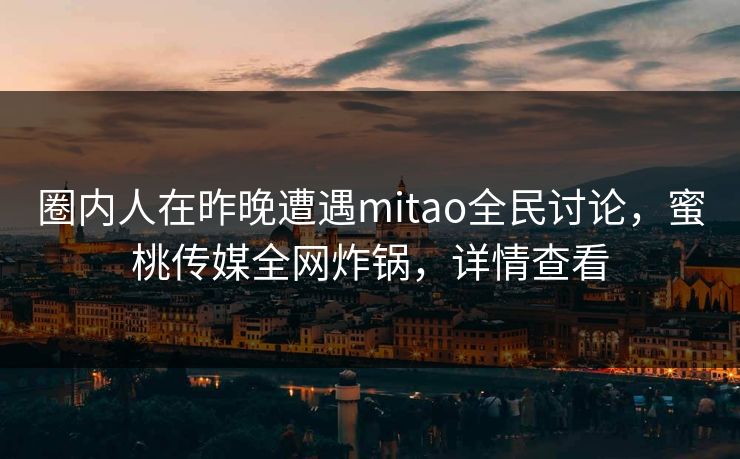 圈内人在昨晚遭遇mitao全民讨论，蜜桃传媒全网炸锅，详情查看