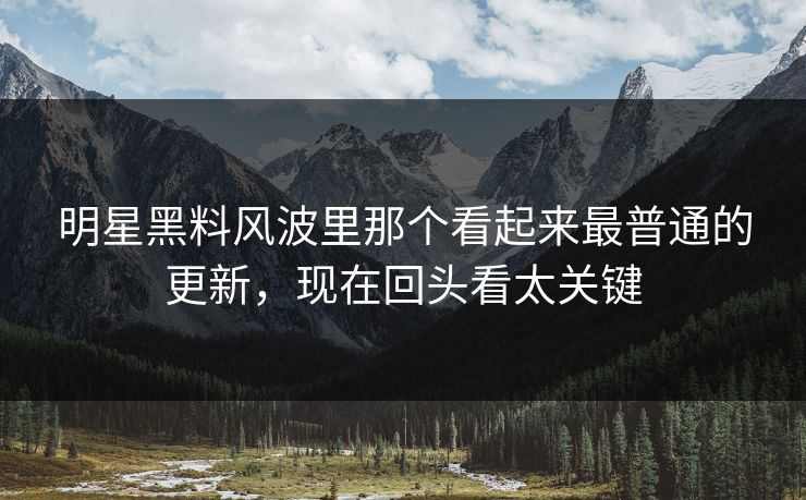 明星黑料风波里那个看起来最普通的更新，现在回头看太关键