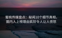 蜜桃传媒盘点：秘闻10个细节真相，圈内人上榜理由疯狂令人让人愤怒