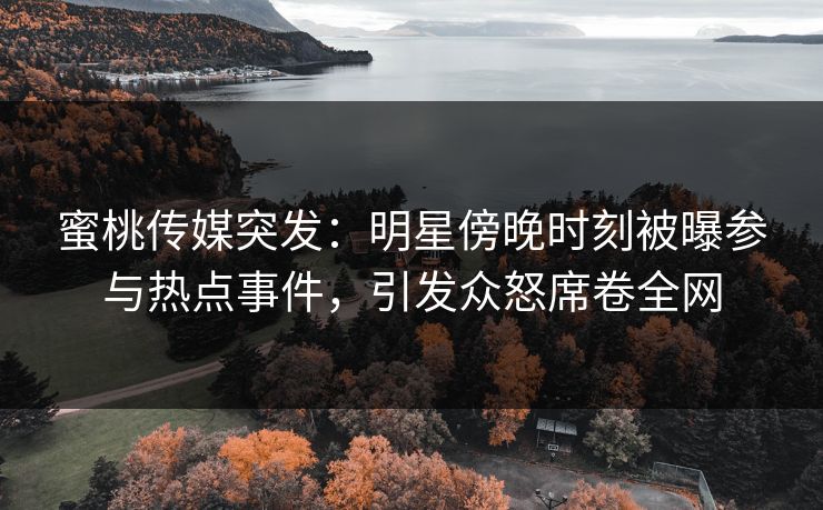 蜜桃传媒突发:明星傍晚时刻被曝参与热点事件,引发众怒席卷全网 蜜桃传媒突发:明星傍晚时刻被曝参与热点事件,引发众怒席卷全网