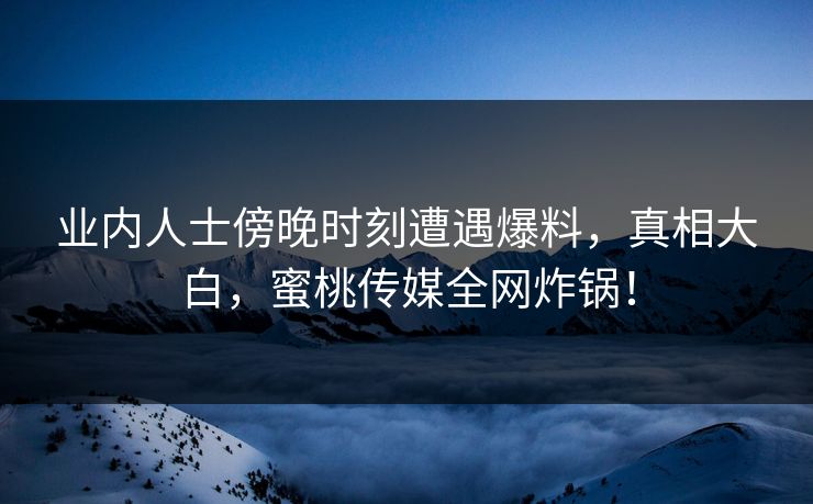业内人士傍晚时刻遭遇爆料,真相大白,蜜桃传媒全网炸锅! 业内人士傍晚时刻遭遇爆料,真相大白,蜜桃传媒全网炸锅!